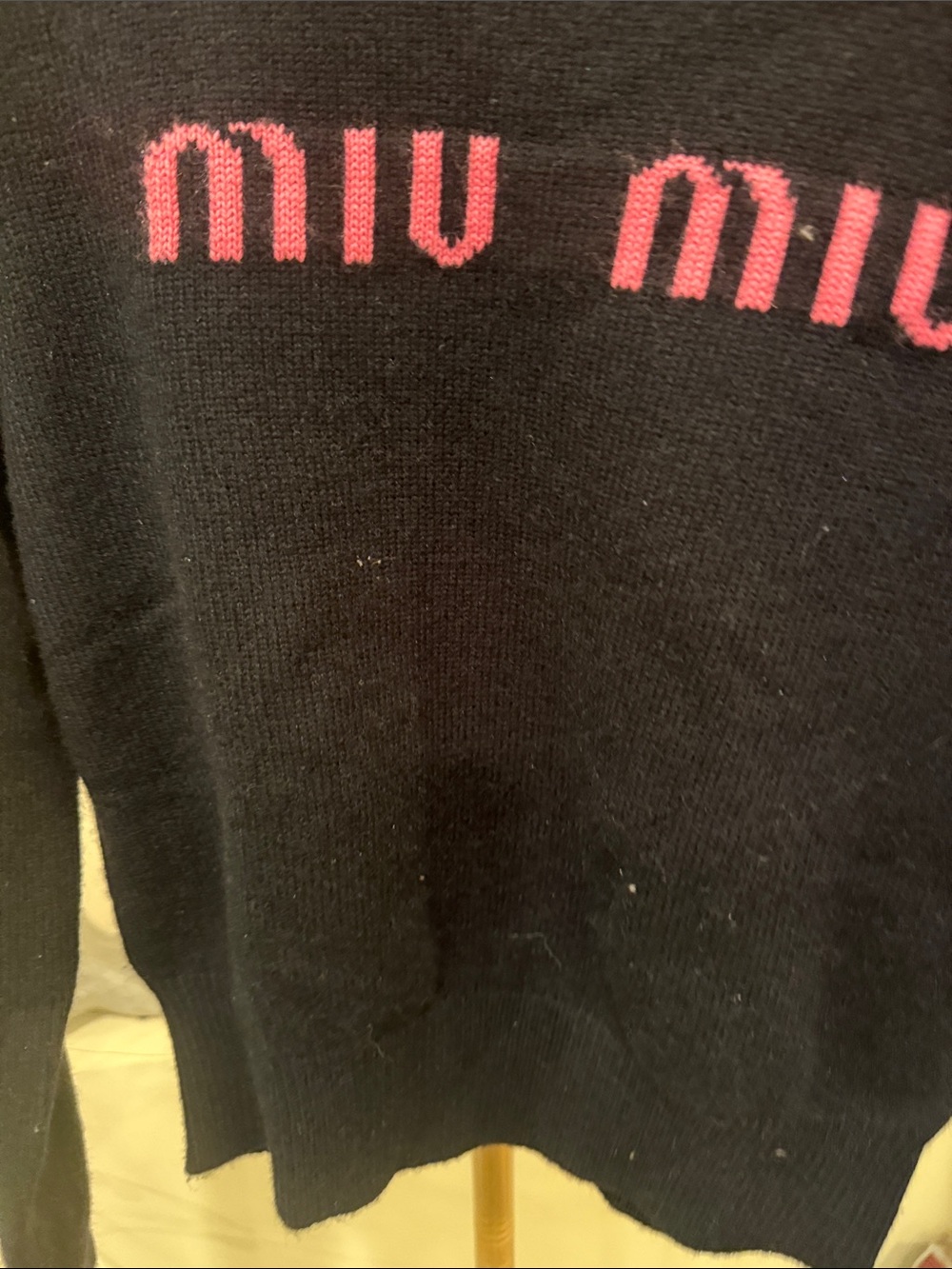 Fashion  Black Crewneck Sweater with Pink Logo - Picture 2 of 3